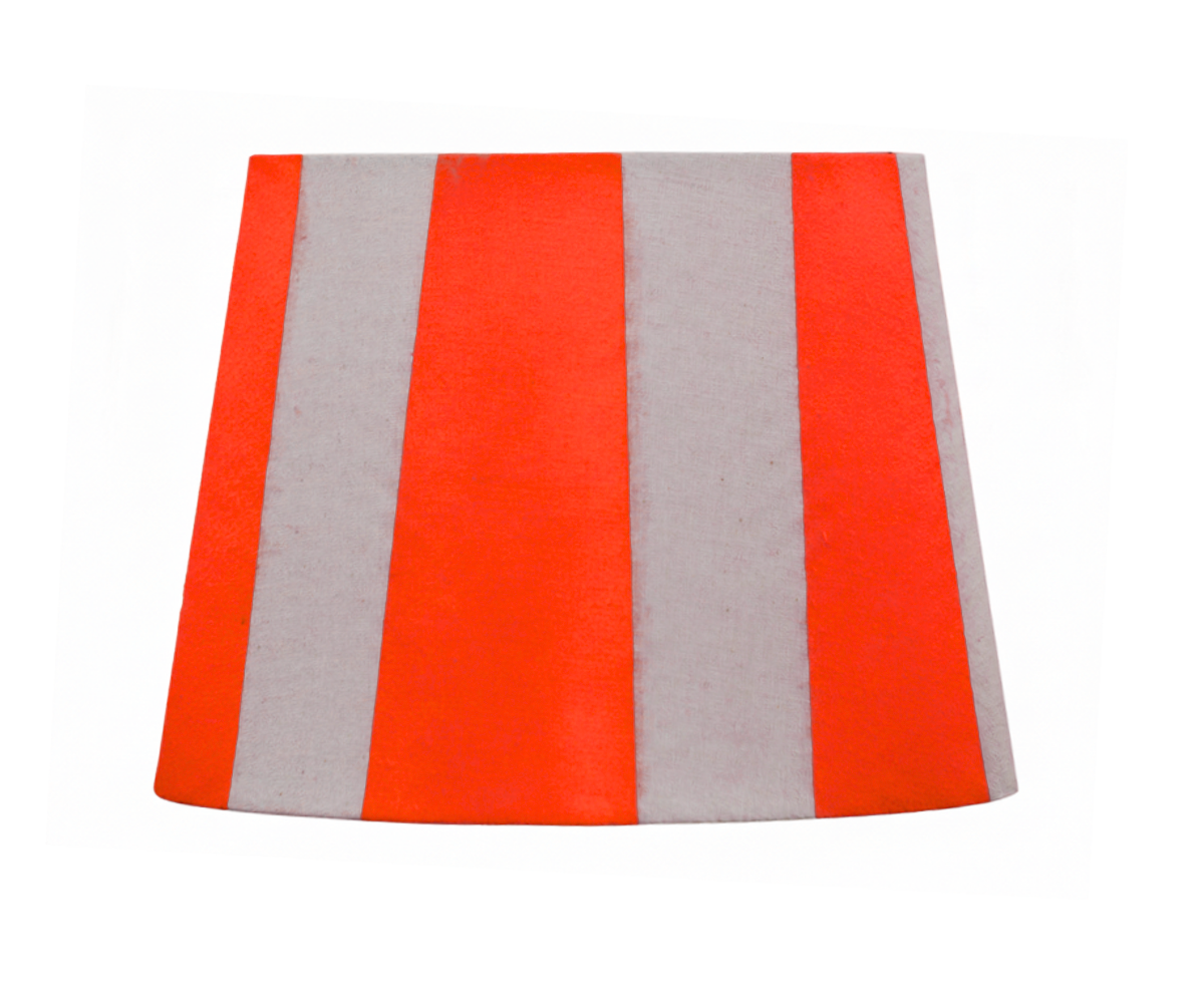 Hand-Painted Upcycled Linen Sustainable Drum Lampshade in Stripe Print