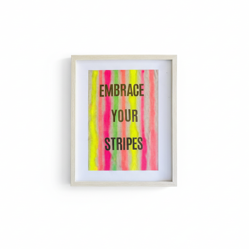 Embrace Your Stripes: A4 Hand-Illustrated Off-Cut Linen Wall Hanging Print