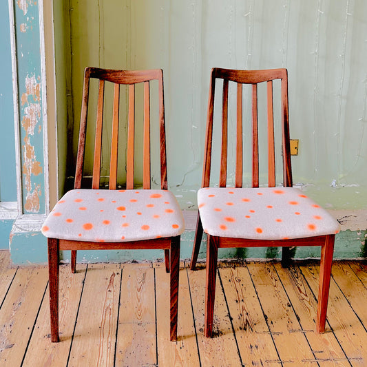 Upholstered Vintage G-Plan Dining Chairs Set of 5 in Linen Print