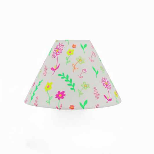 Hand-painted Upcycled Linen Sustainable Lampshade in Floral print large