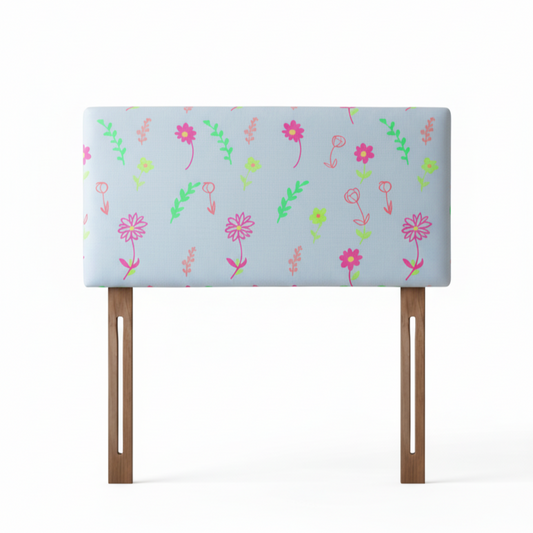 Hand-painted Upholstered Linen Headboard in floral print