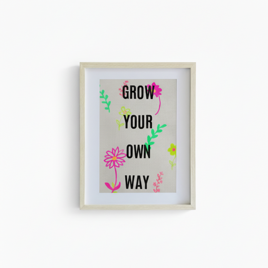 Grow your Own Way: A4 Hand-Illustrated Linen Wall Hanging Print