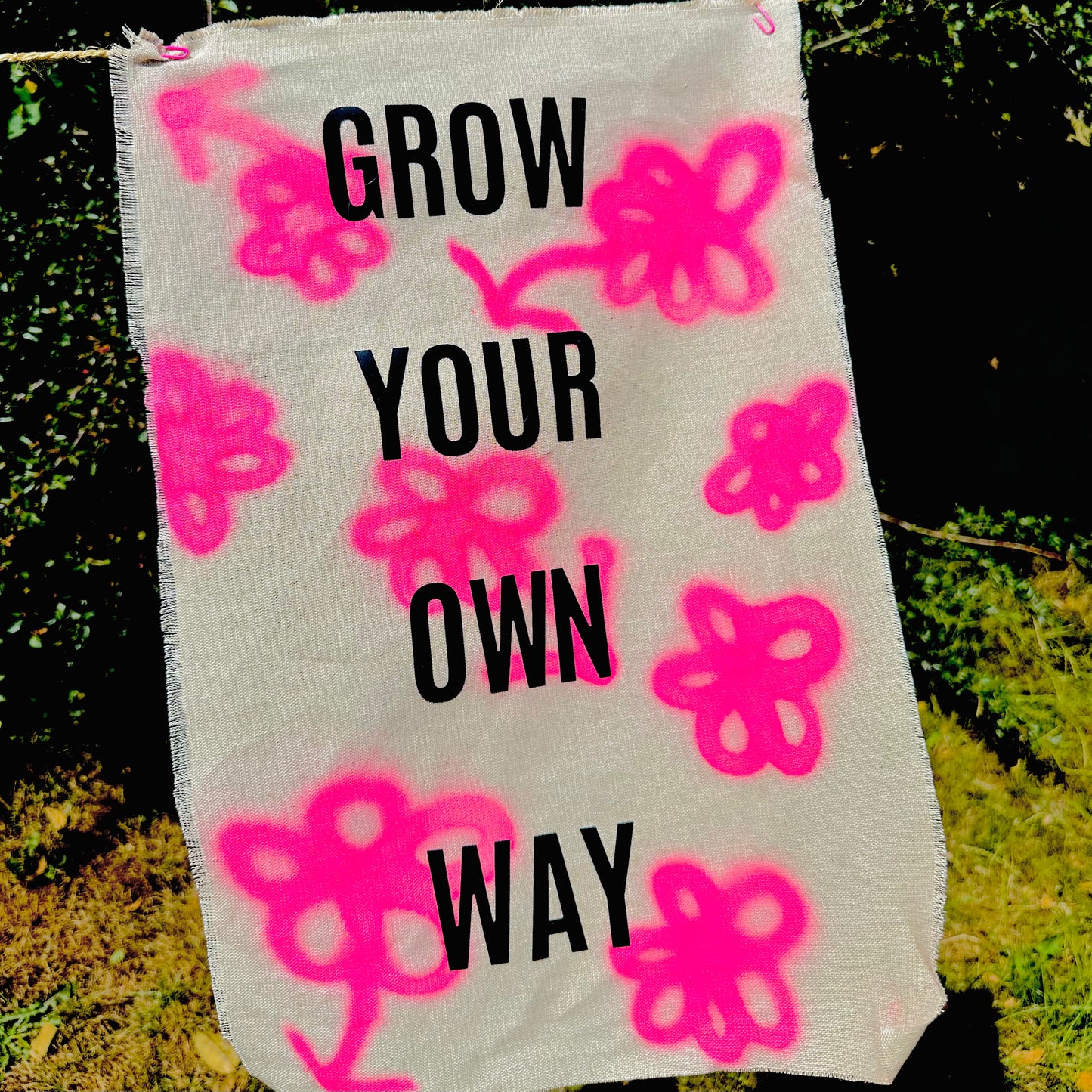 Grow your Own Way hand-illustrated Linen Wall Hanging