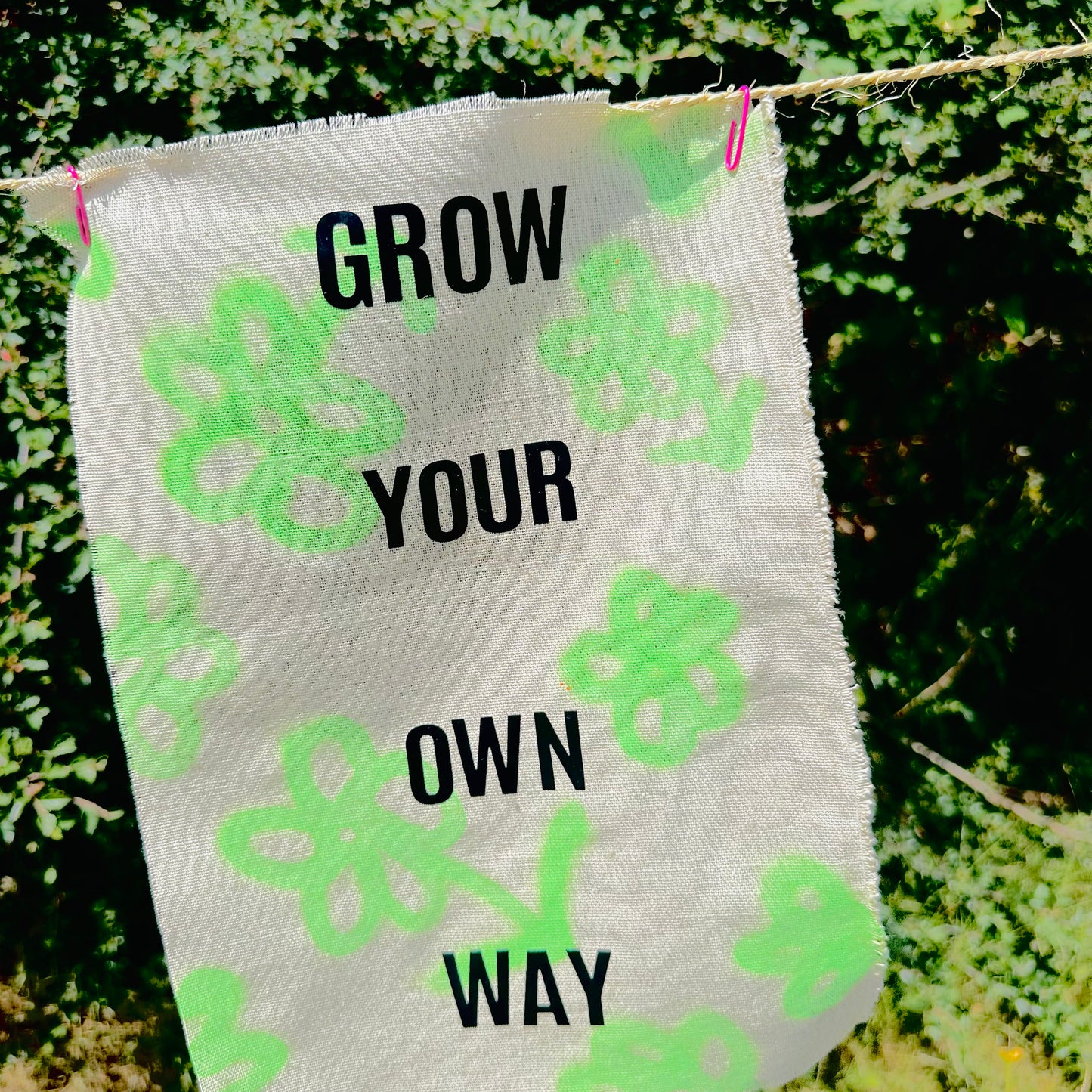 Grow your Own Way hand-illustrated Linen Wall Hanging