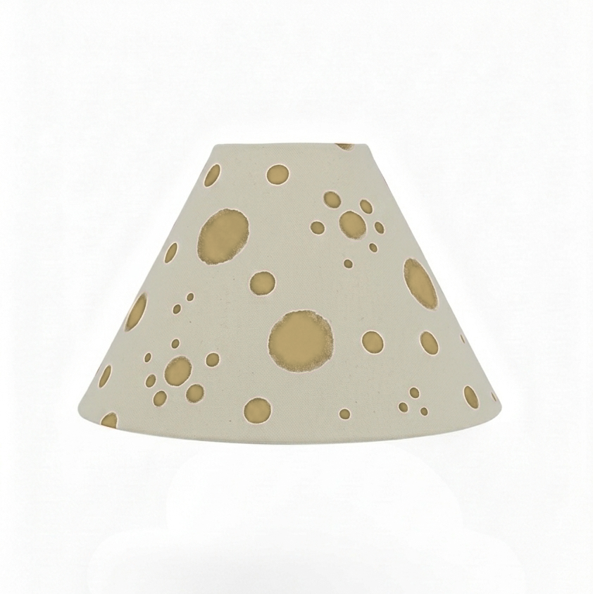 cornical shape lampshade in splatter design dots in metallic gold