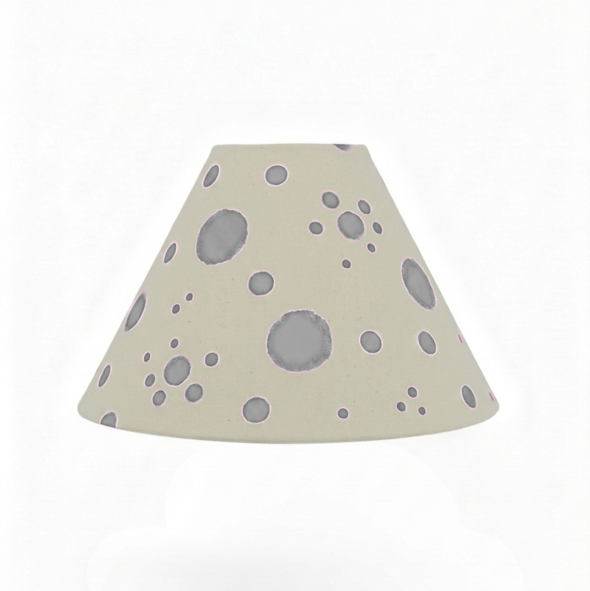 splatter design polka dot linen lampshade in metallic silver