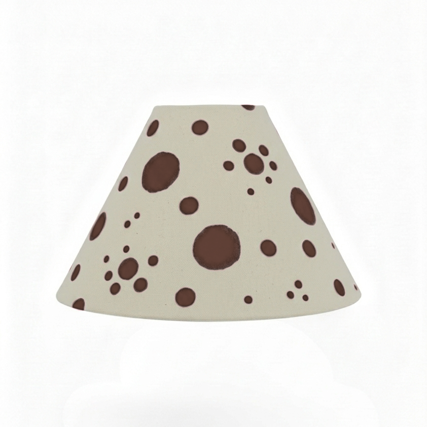 cornical shape lampshade in splatter design dots in mocha brown