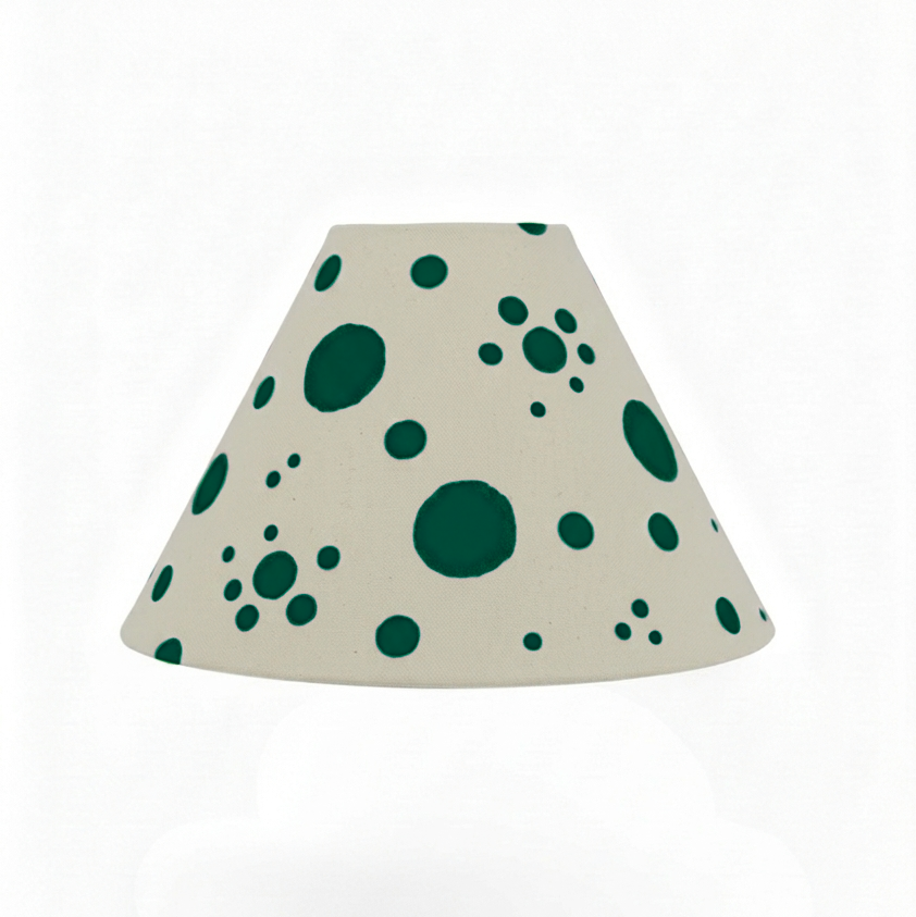 splatter design polka dot linen lampshade in moss green