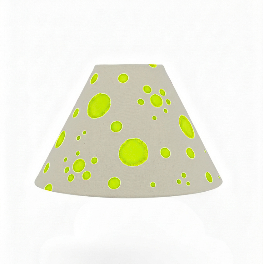 cornical shape lampshade in splatter design dots in bright yellow