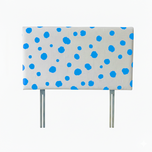 Hand-painted Upholstered Linen Headboard in Polka Dot print Double size