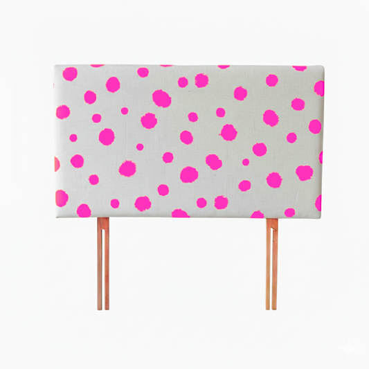 Hand-painted Upholstered Linen Headboard in Polka Dot print King size