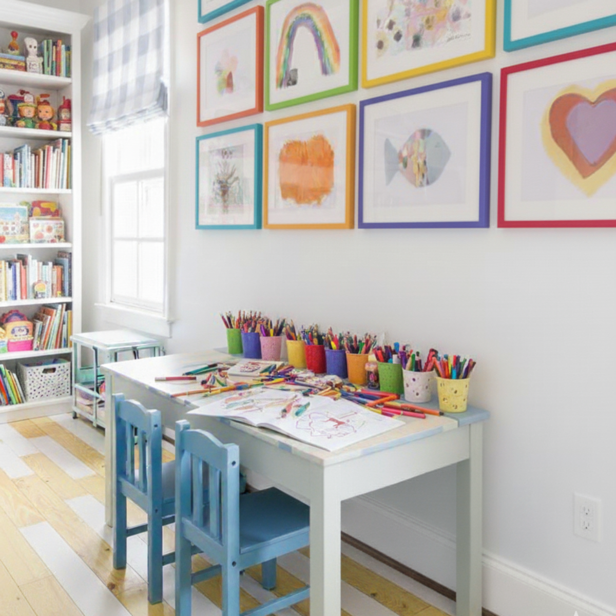 Upcycled Children's Wooden Double Desk for Kids Playroom