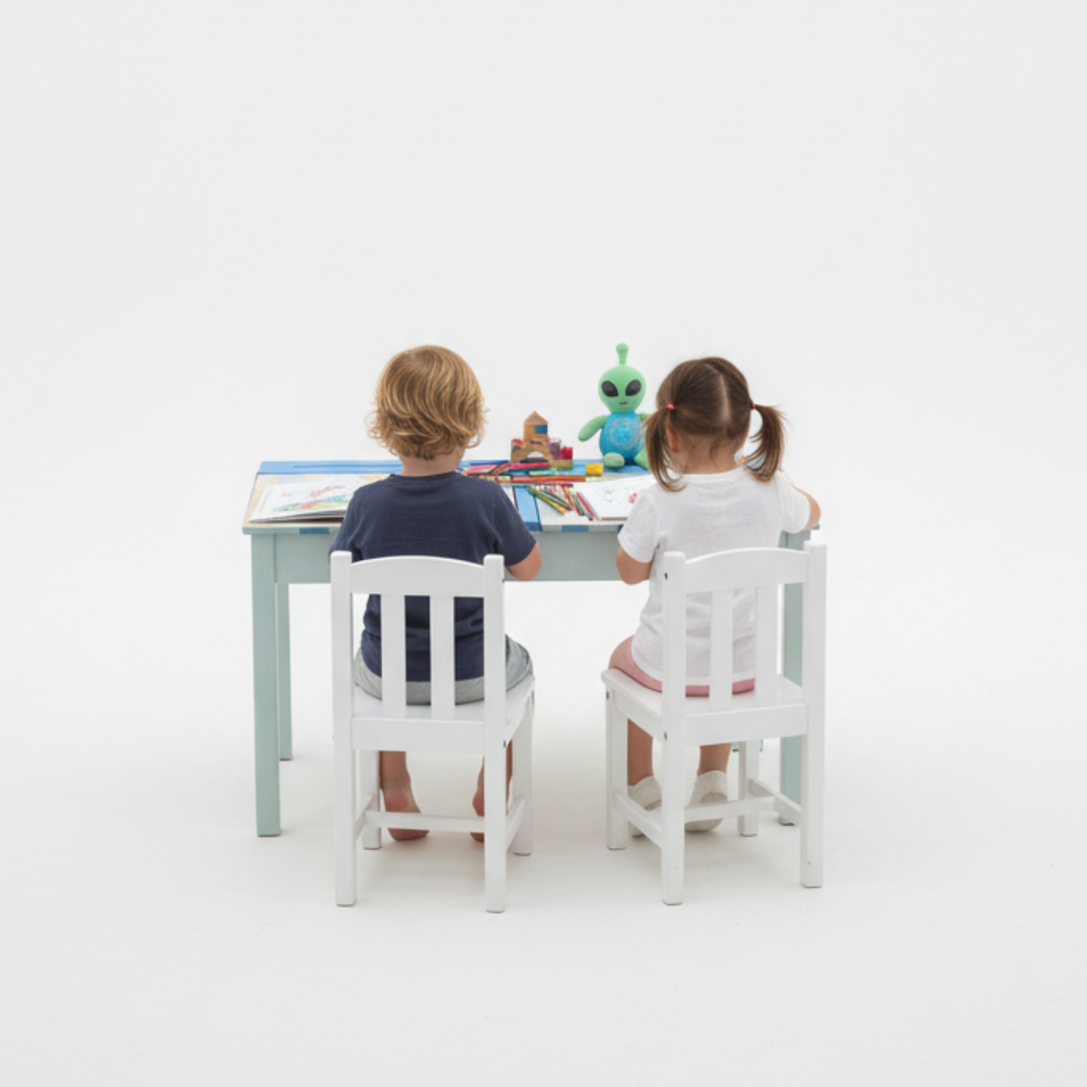 Upcycled Children's Wooden Double Desk for Kids Playroom