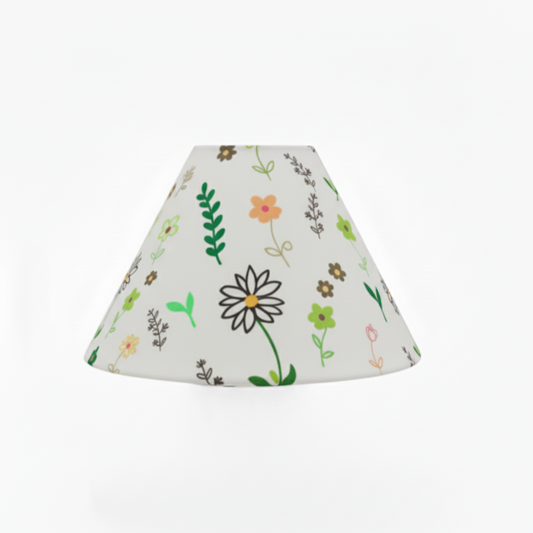 Floral patterned lampshade on a white background