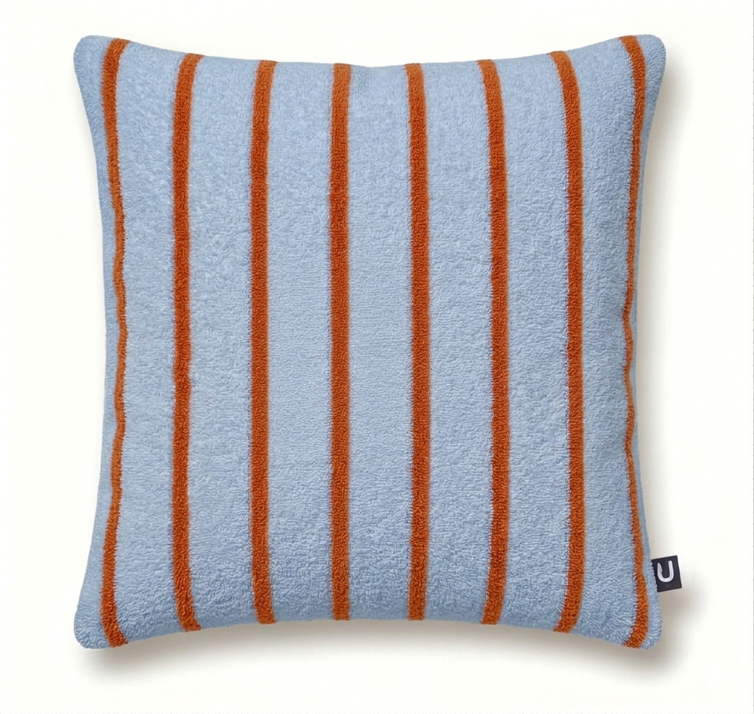 Large Indoor Outdoor Terry Striped Cushion | Water-Resistant Garden & Pool Pillow