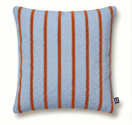 Large Indoor Outdoor Terry Striped Cushion | Water-Resistant Garden & Pool Pillow