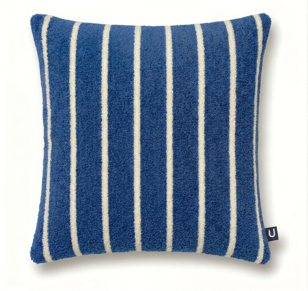 Large Indoor Outdoor Terry Striped Cushion | Water-Resistant Garden & Pool Pillow