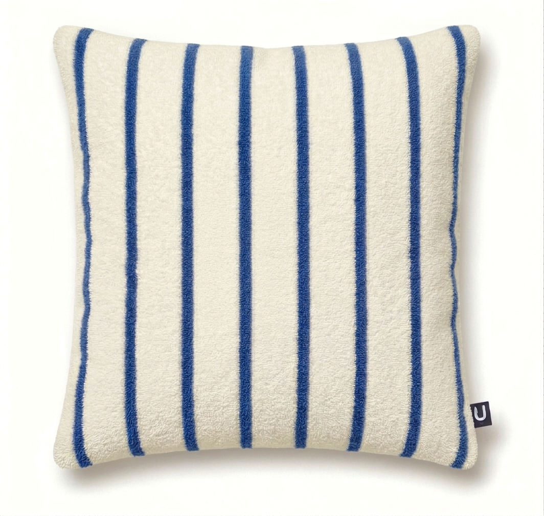 Large Indoor Outdoor Terry Striped Cushion | Water-Resistant Garden & Pool Pillow