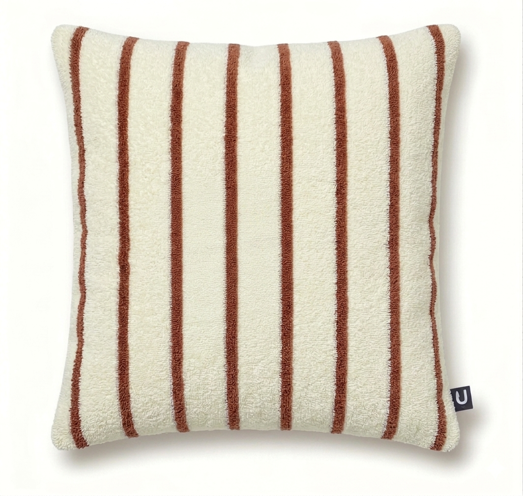 Large Indoor Outdoor Terry Striped Cushion | Water-Resistant Garden & Pool Pillow