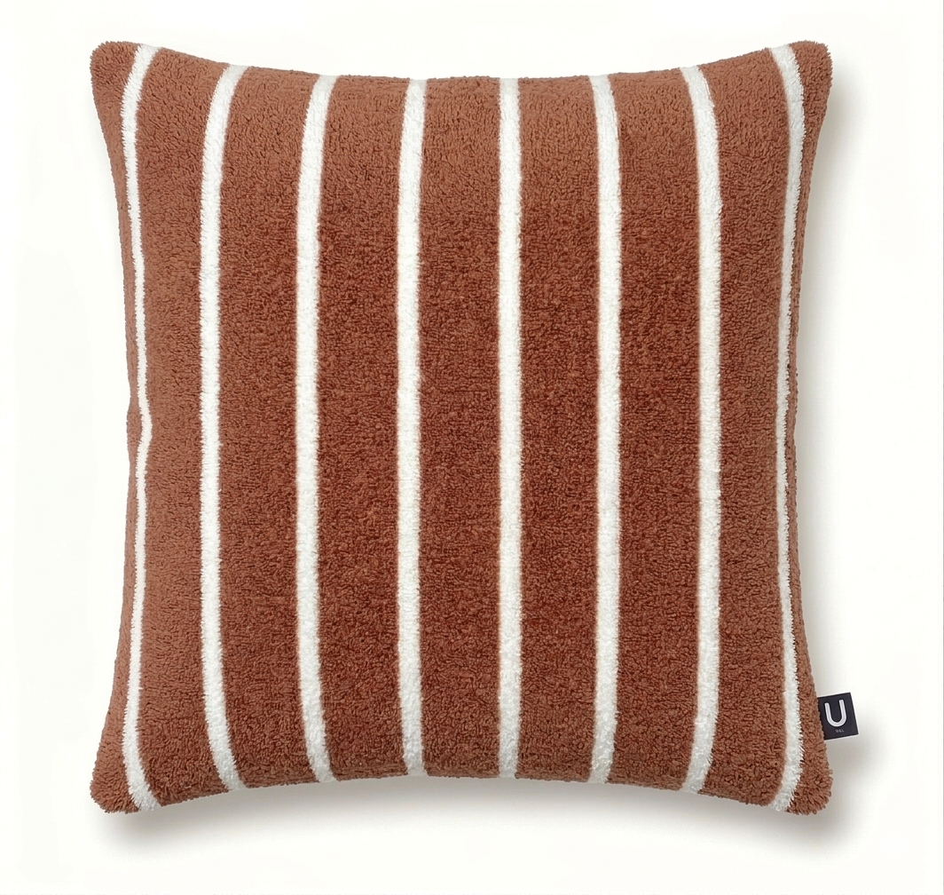 Large Indoor Outdoor Terry Striped Cushion | Water-Resistant Garden & Pool Pillow