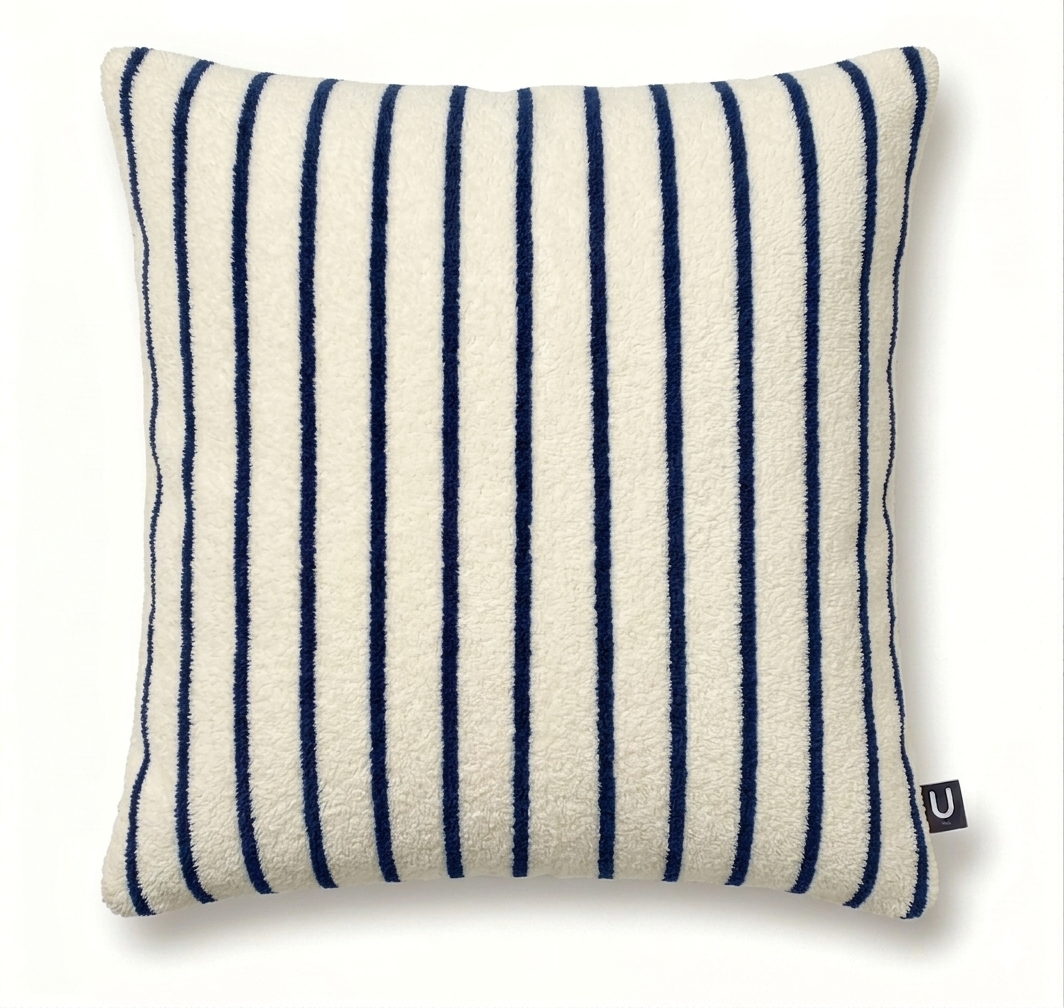 Large Indoor Outdoor Terry Striped Cushion | Water-Resistant Garden & Pool Pillow