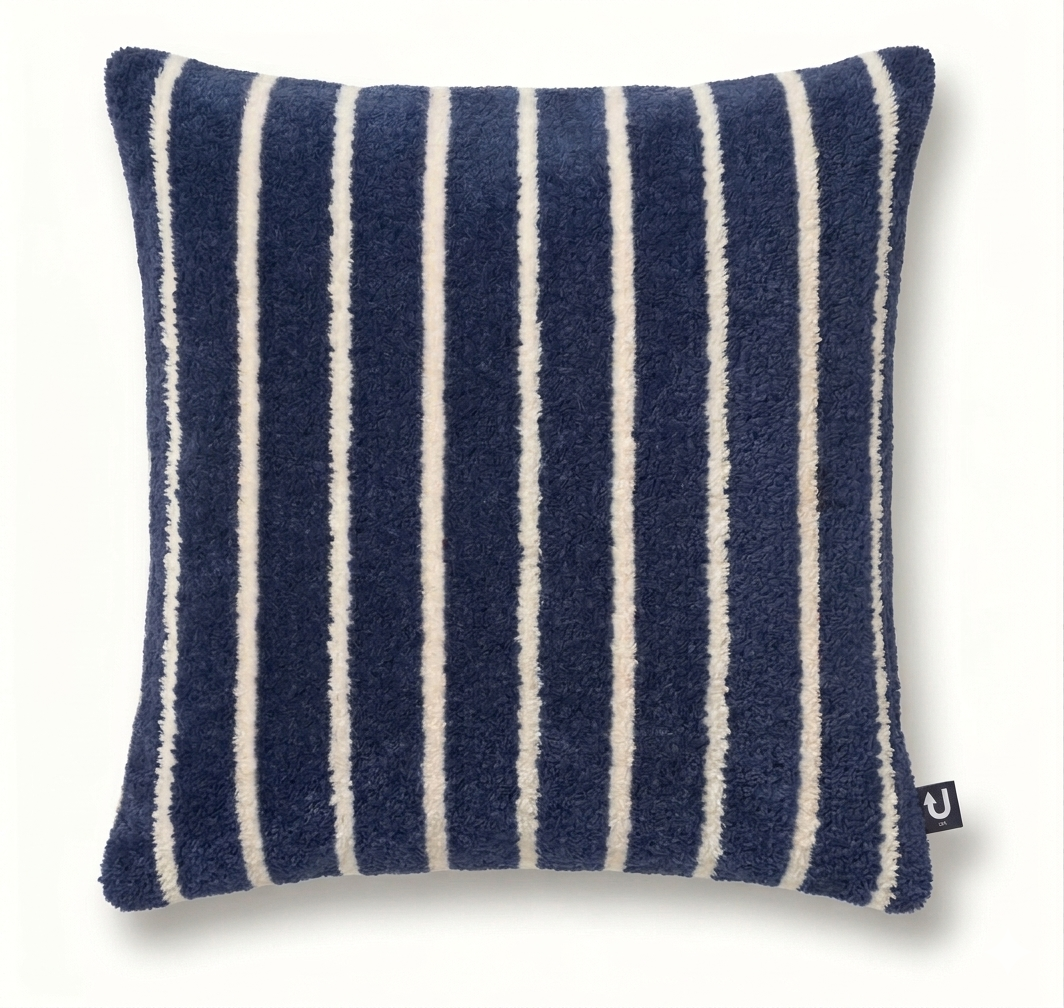 Large Indoor Outdoor Terry Striped Cushion | Water-Resistant Garden & Pool Pillow