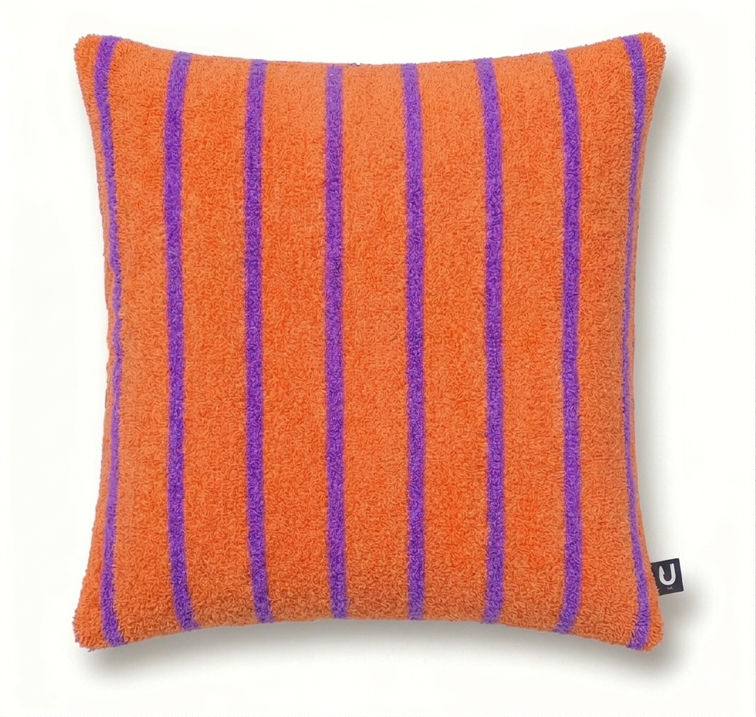 Large Indoor Outdoor Terry Striped Cushion | Water-Resistant Garden & Pool Pillow
