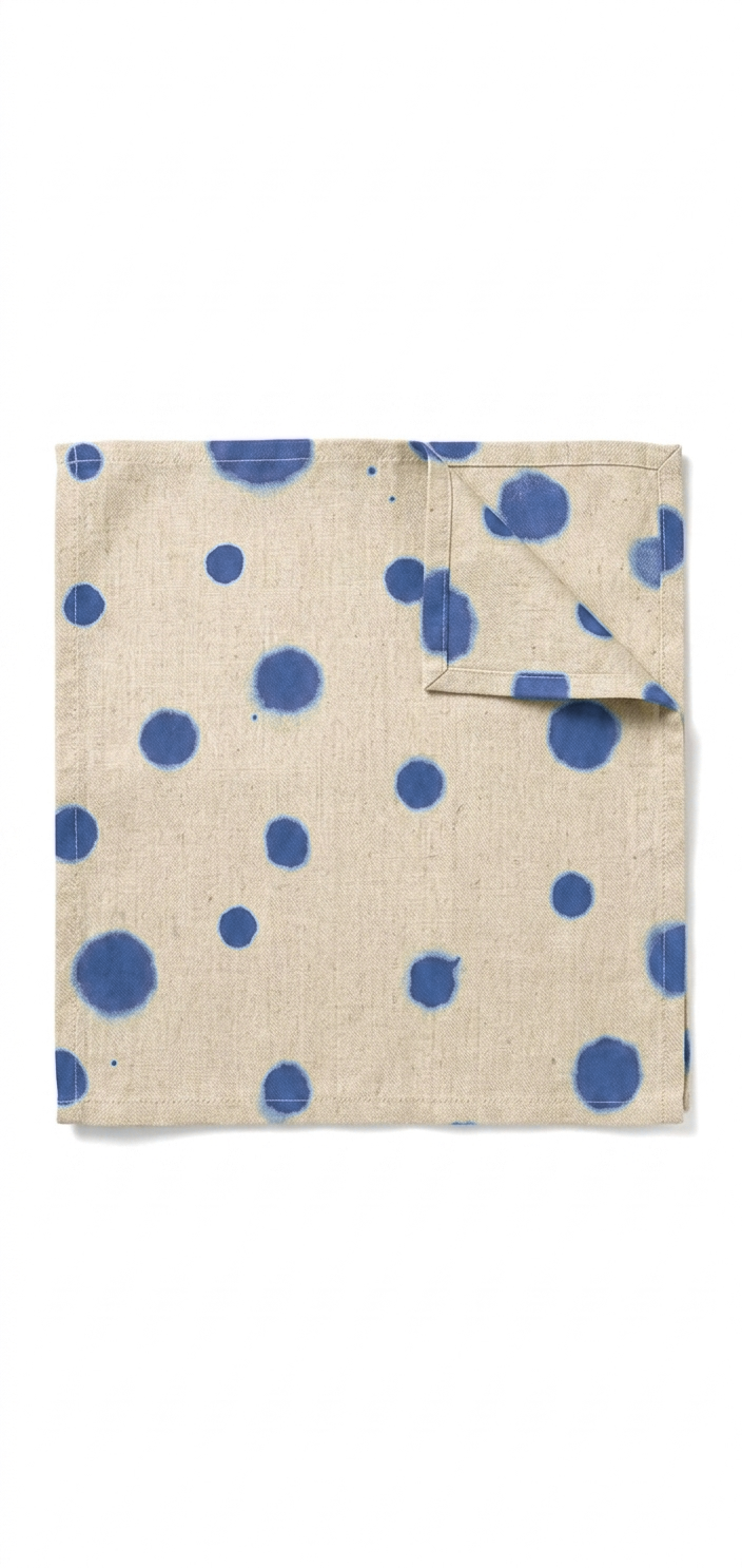 Hand-Painted Polka Dot Linen Napkins – Set of 2 (Artisan Table Linen)