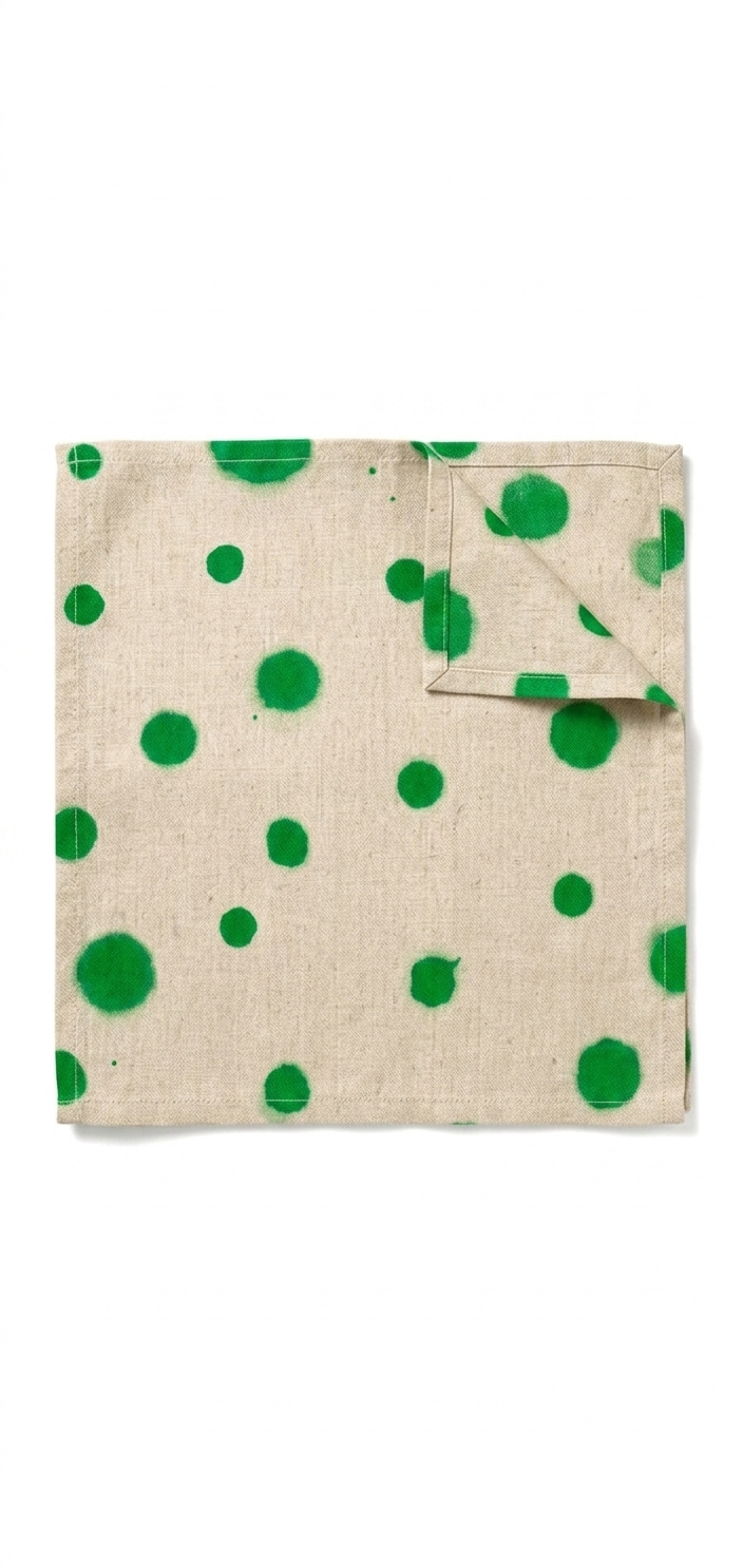 Hand-Painted Polka Dot Linen Napkins – Set of 2 (Artisan Table Linen)