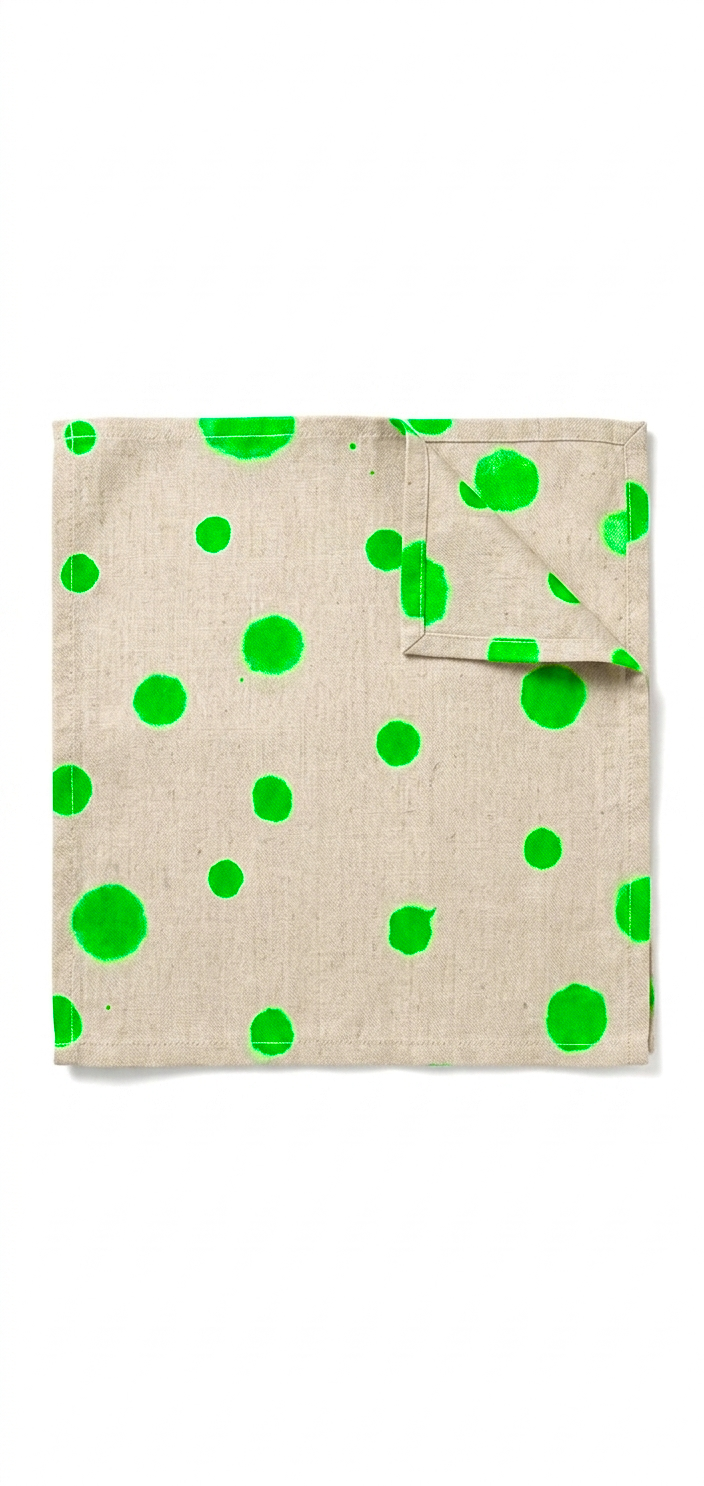 Hand-Painted Polka Dot Linen Napkins – Set of 2 (Artisan Table Linen)