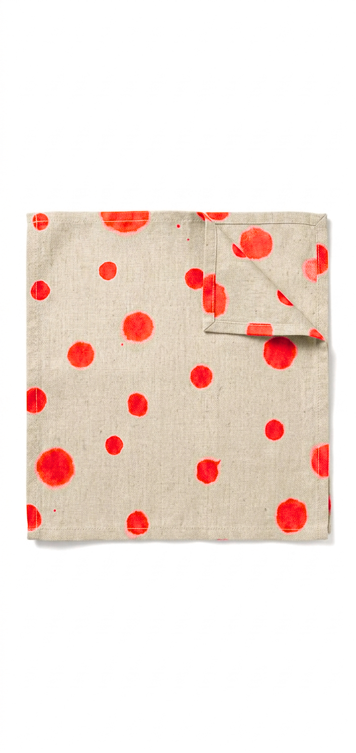 Hand-Painted Polka Dot Linen Napkins – Set of 2 (Artisan Table Linen)