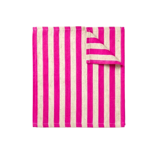 natural linen napkin handpainted in pink for conscious considered tableware