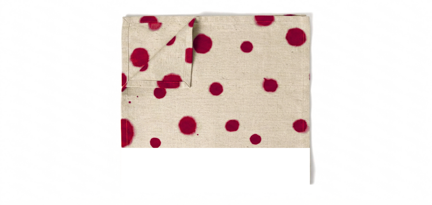 Hand-Painted Polka Dot Linen Table Placemat - Set of 2 (Artisan Table Linen)