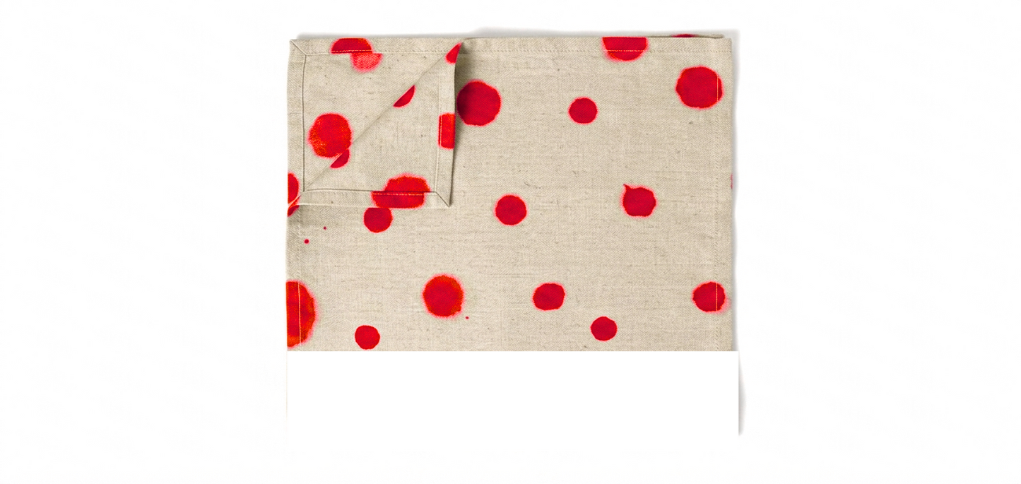 Hand-Painted Polka Dot Linen Table Placemat - Set of 2 (Artisan Table Linen)