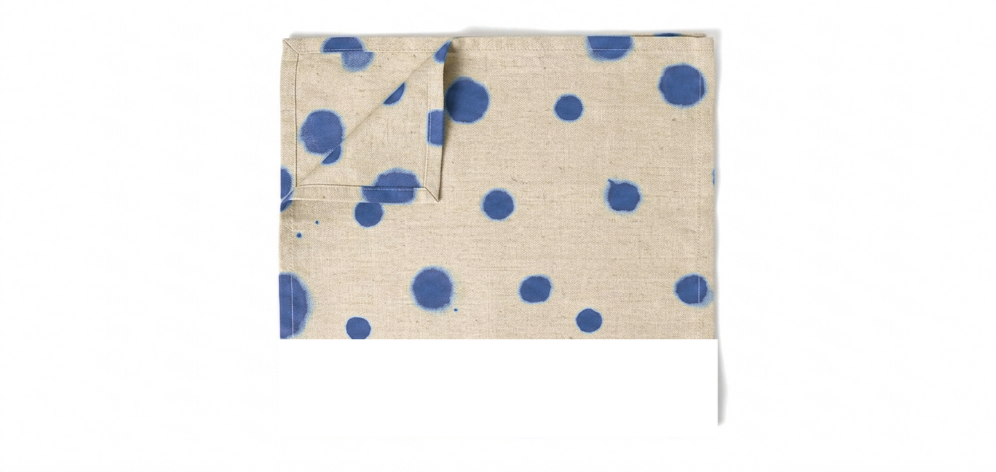 Hand-Painted Polka Dot Linen Table Placemat - Set of 2 (Artisan Table Linen)