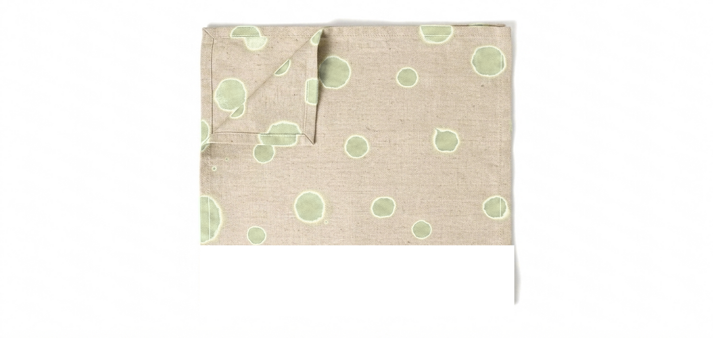 Hand-Painted Polka Dot Linen Table Placemat - Set of 2 (Artisan Table Linen)