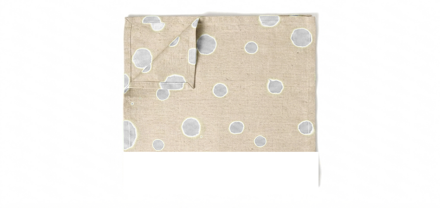 Hand-Painted Polka Dot Linen Table Placemat - Set of 2 (Artisan Table Linen)