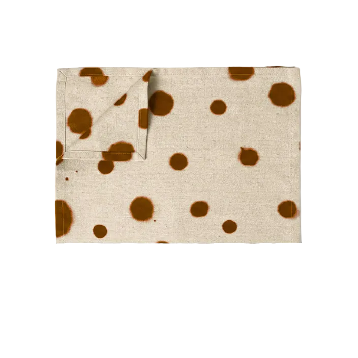 sustainable tableware linen placemat in polka dot mocha 
