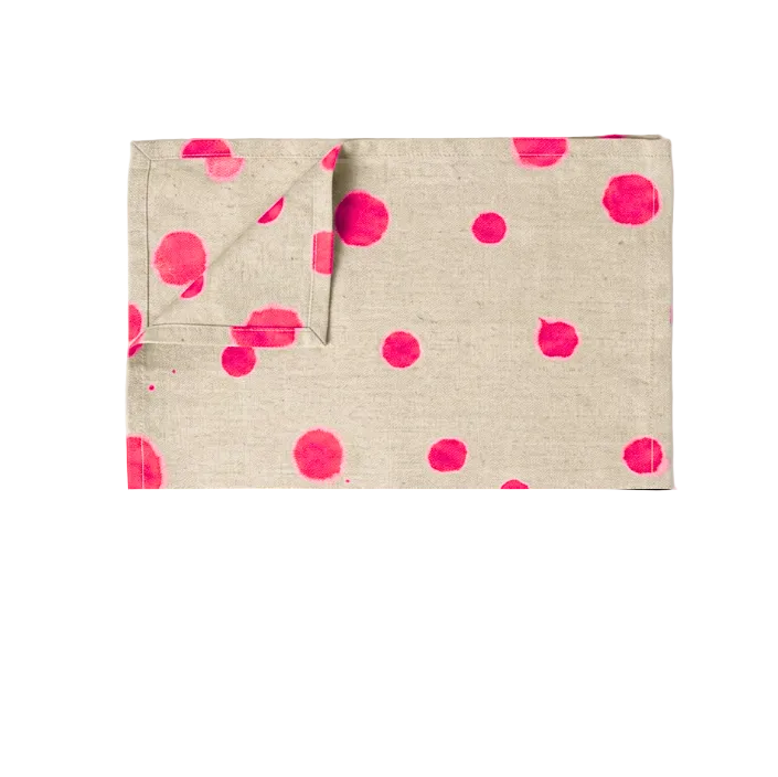 sustainable tableware linen placemat in polka dot print 