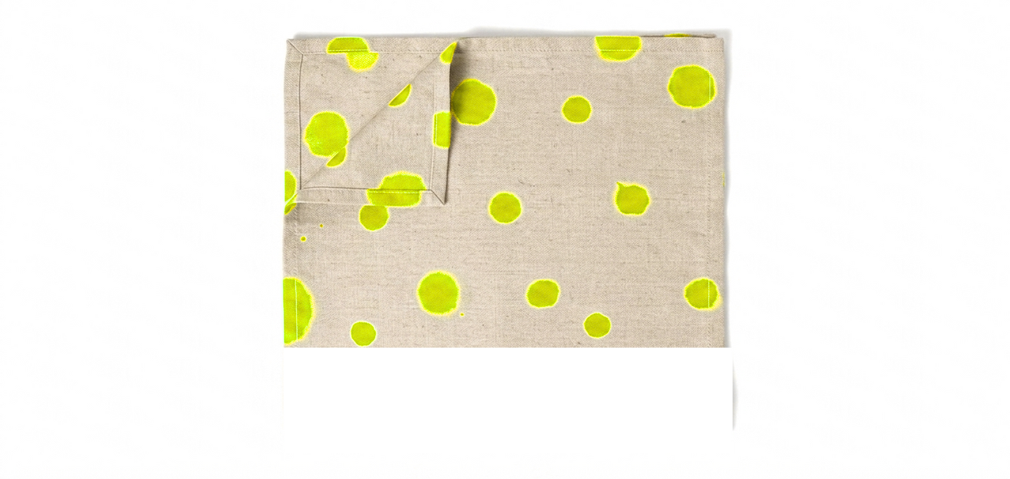 Hand-Painted Polka Dot Linen Table Placemat - Set of 2 (Artisan Table Linen)