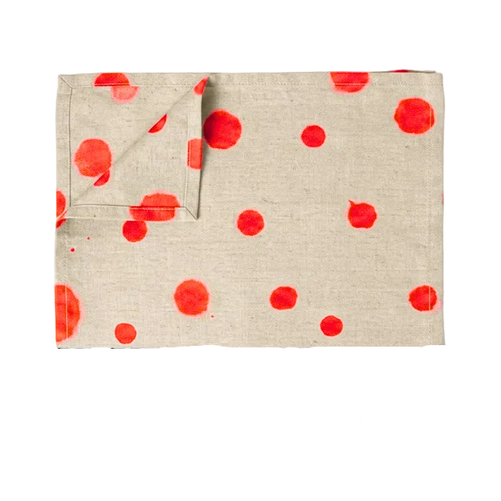 sustainable tableware linen placemat in polka do orange