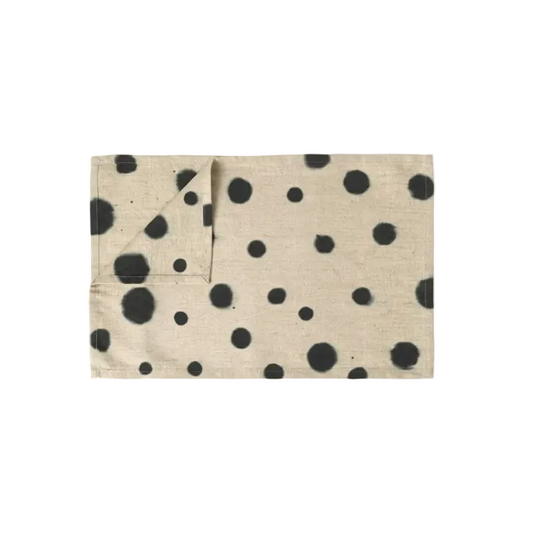 Hand-Painted Polka Dot Linen Table Placemat - Set of 2 (Artisan Table Linen)