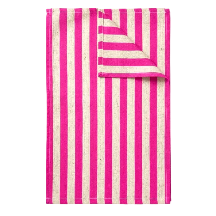 linen blend table runner handpainted stripe eco-friendly summer living 