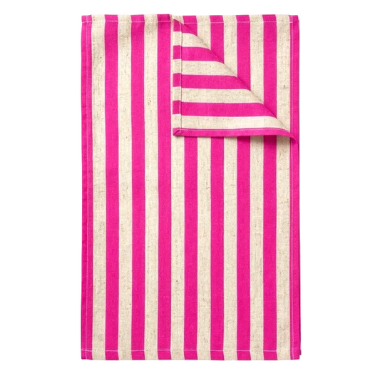 linen blend table runner handpainted stripe eco-friendly summer living 