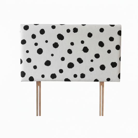 Hand-painted Upholstered Linen Headboard in Polka Dot print Single size