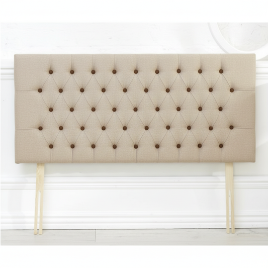 Upholstered Linen Single Headboard with contrast Button Tufting