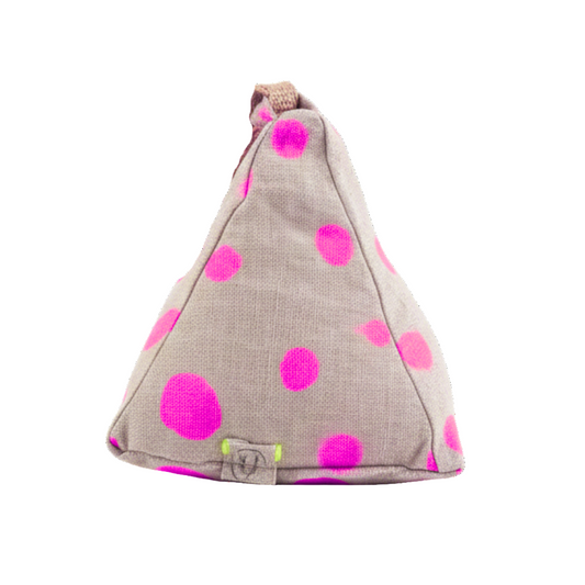 Hand-painted Linen Sustainable Doorstop in Polka Dot print