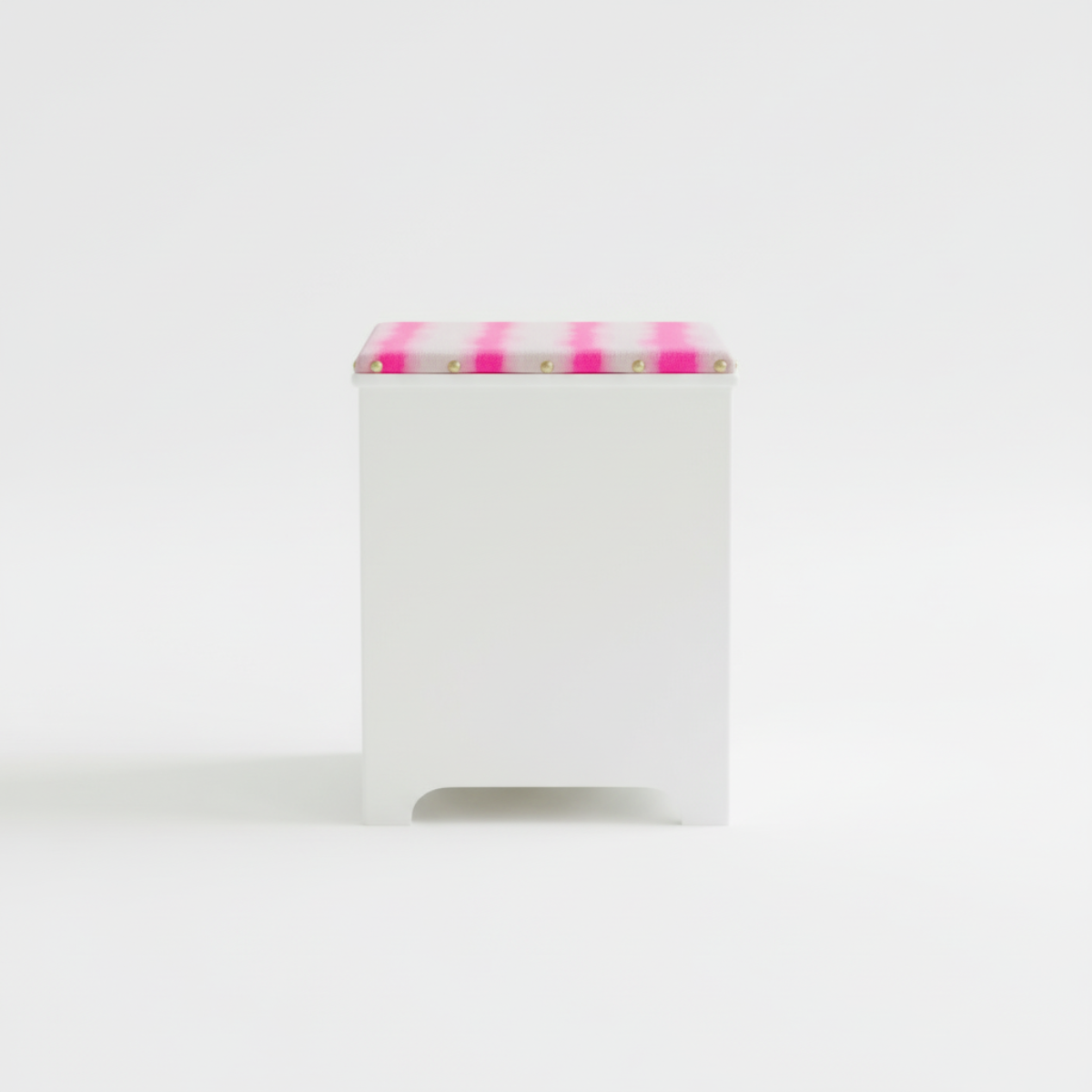 Upholstered Vintage Mex Storage Box Seat in Linen Neon Stripe