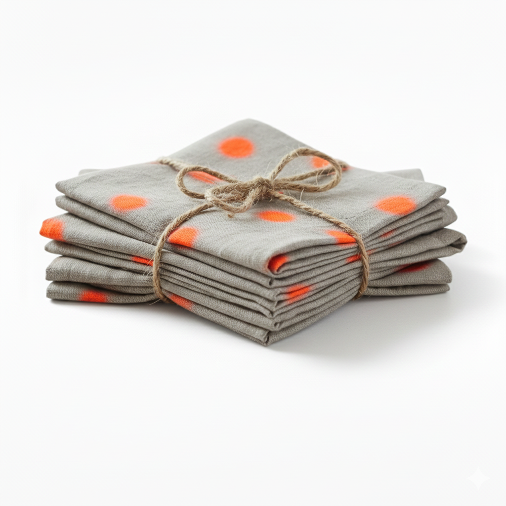 Hand-Painted Polka Dot Linen Table Placemat - Set of 2 (Artisan Table Linen)