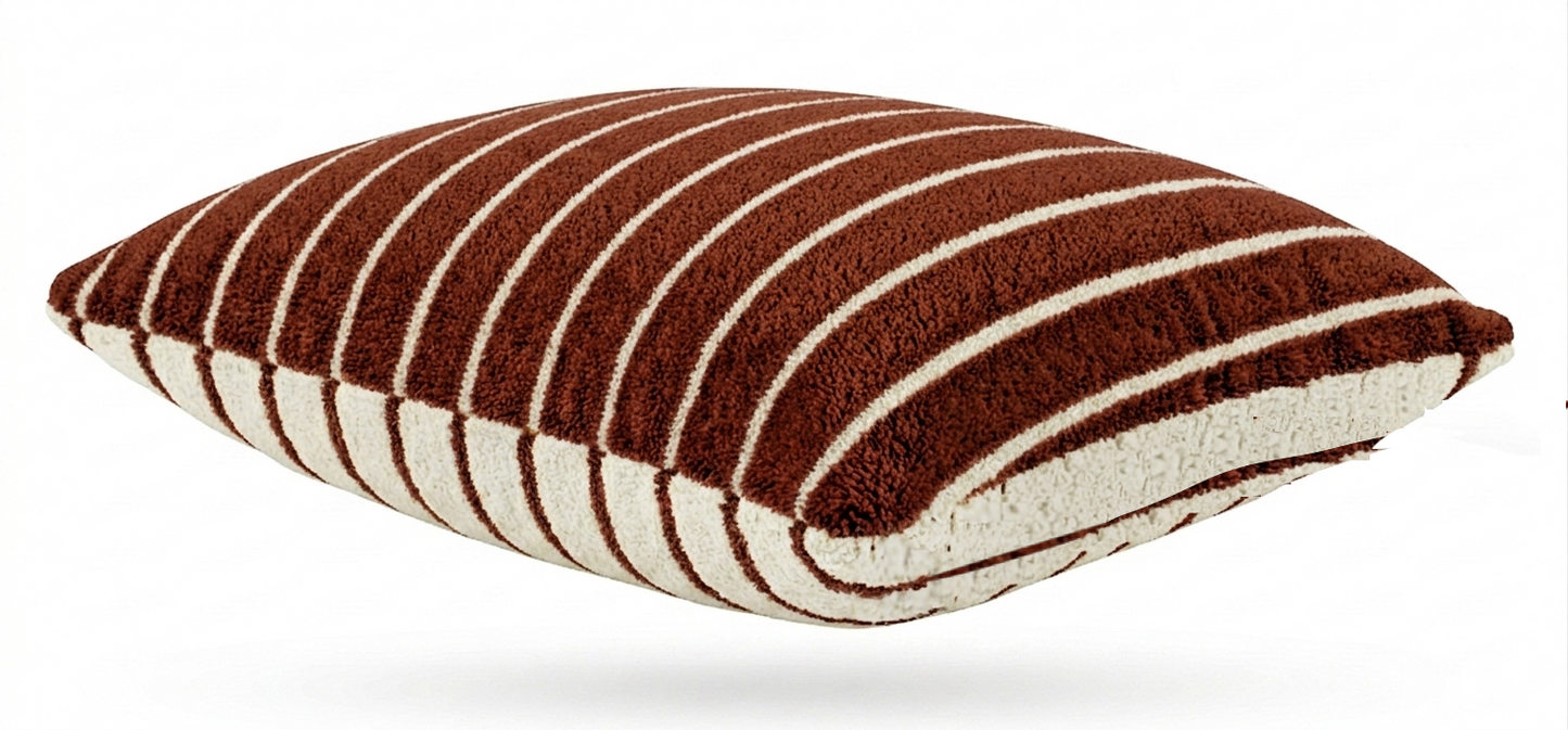 Large Indoor Outdoor Terry Striped Cushion | Water-Resistant Garden & Pool Pillow